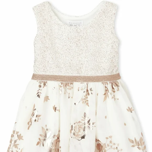The Children's Place | Dresses | Childrens Place Toddler Girls Foil Rose  Gold Knit To Woven Dress Bunnys Tail | Poshmark